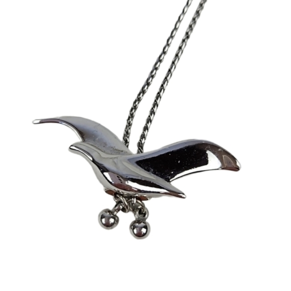 Metallic Silver Color Bird Necklace